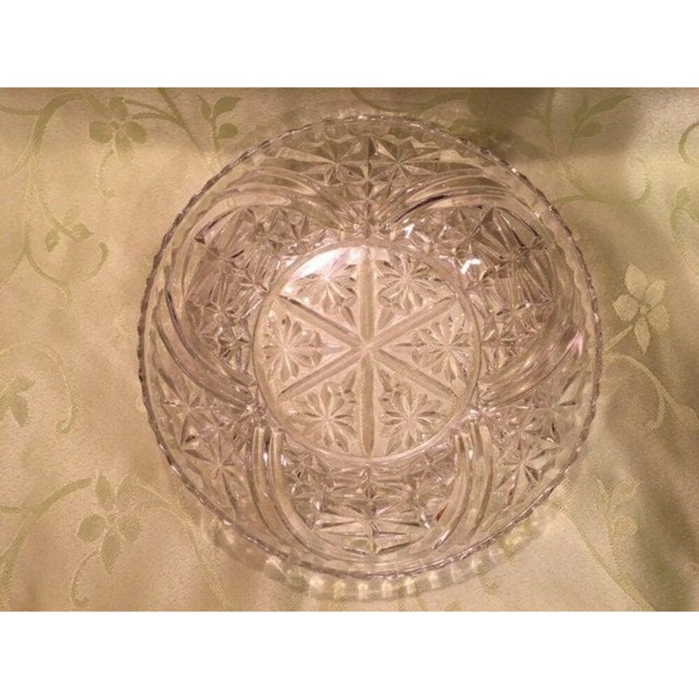 Anchor Hocking Stars and Bars Clear Glass Vintage Serving Bowl